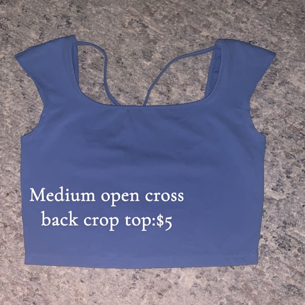 Blue Open Cross Back Crop Top